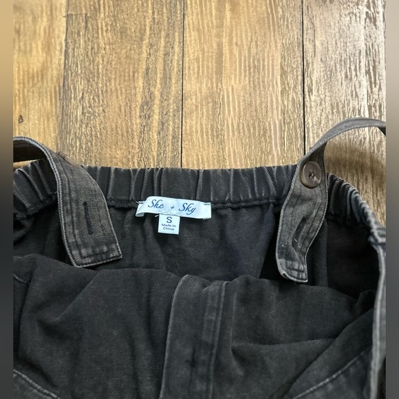 SHE + Sky Stylish Black Light Denim Dress Sleeveless with straps Western - Picture 11 of 13